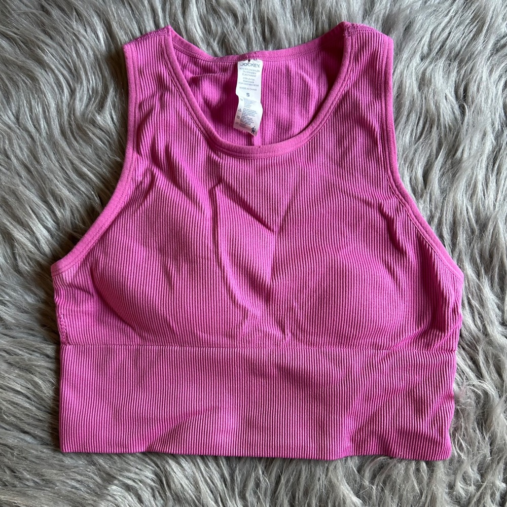 Jockey Wireless Ribbed Sports‎ Bra Womens Size Small Pink Wirefree Racerback